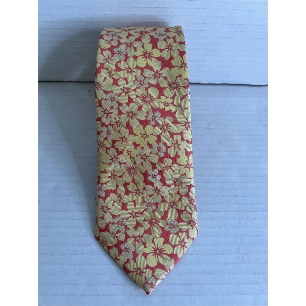 Elie Balleh pink with yellow flower print‎ neck tie